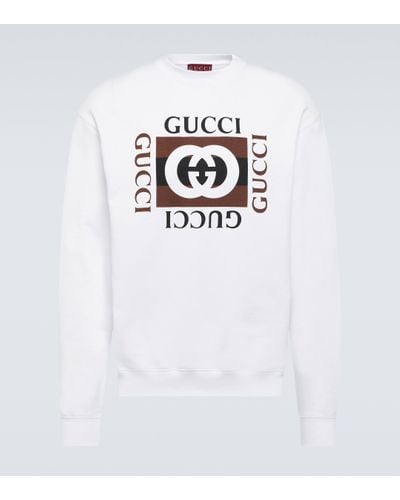 Gucci Logo Cotton Jersey Sweatshirt - White