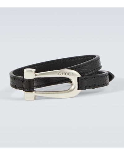 Gucci Armband aus Leder und Sterlingsilber - Schwarz