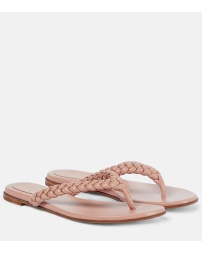 Gianvito Rossi Tropea Leather Thong Sandals - Pink