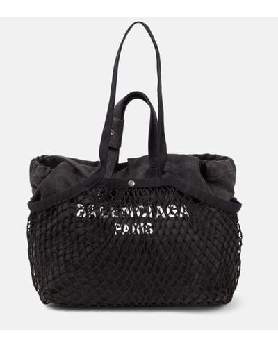 Balenciaga 24/7 Fishnet Tote Bag - Black