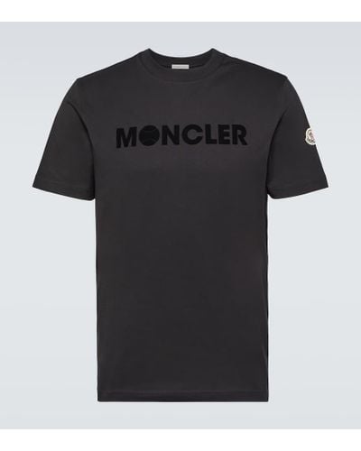 Moncler T-shirt mit beflocktem logo - Schwarz