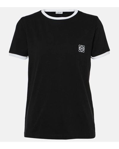 Loewe Camiseta de jersey de algodon con anagrama - Negro