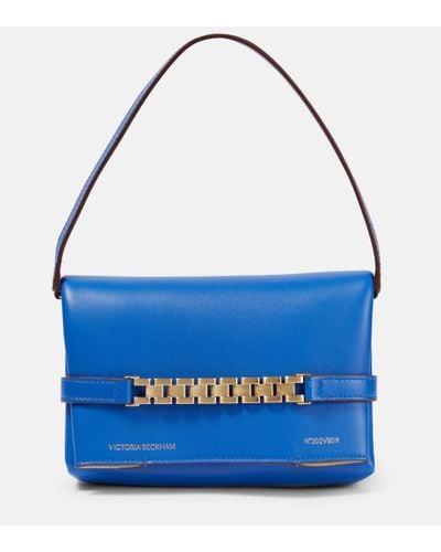 Victoria Beckham Mini Chain Leather Shoulder Bag - Blue