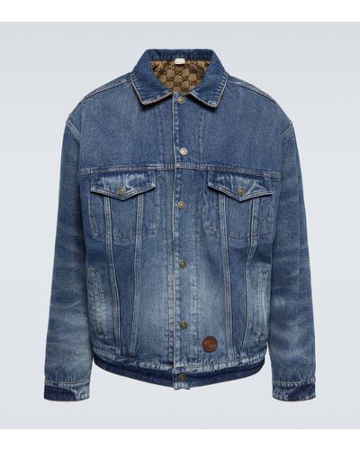 Gucci Reversible Gg-jacquard Denim Jacket - Blue