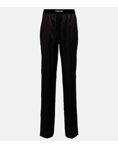 Tom Ford High-rise Silk-blend Satin Pants - Black