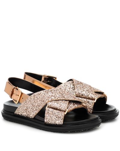 Marni Fussbett Glitter Sandals - Metallic