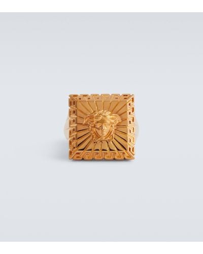 Versace Square Raised Medusa Ring - Yellow