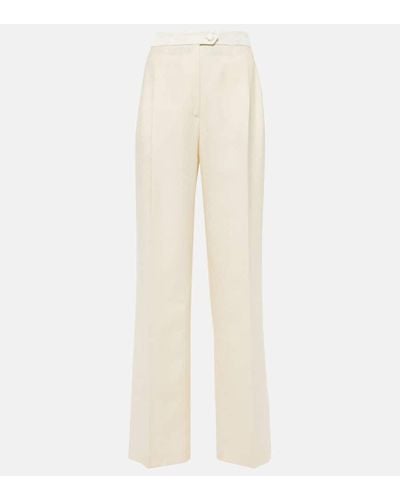 Etro Cotton And Wool Straight Pants - Natural