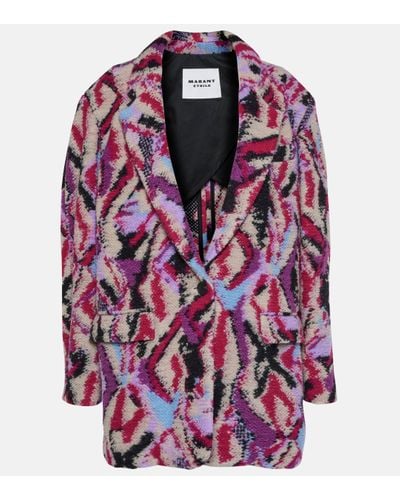 Isabel Marant Intarsia Wool-blend Jacket - Purple
