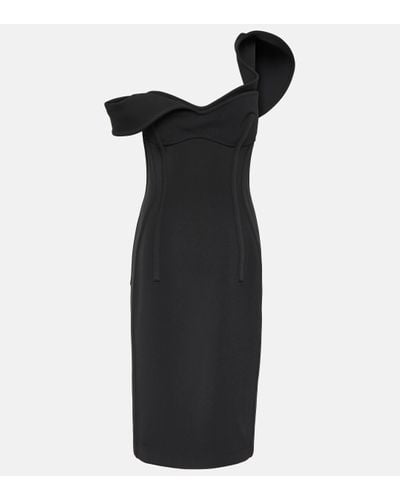 Bottega Veneta One-shoulder Wool Bustier Dress - Black