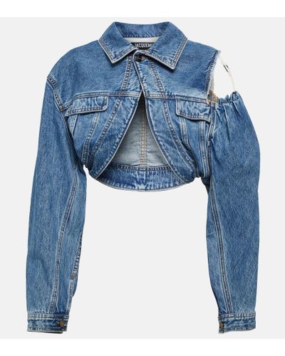 Jacquemus Cropped-Jeansjacke La chemise de Nimes Linon - Blau