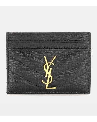 Saint Laurent Monogram Quilted Leather Card Holder - Black
