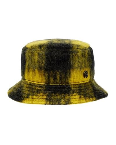 Maison Michel Jason Checked Mohair-blend Bucket Hat - Green