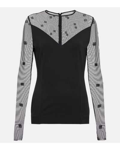 Givenchy Top 4G de jersey y tul - Negro