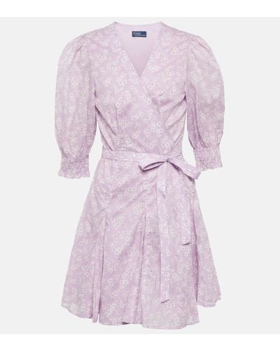 Polo Ralph Lauren Robe portefeuille motif fleuri en coton - Violet