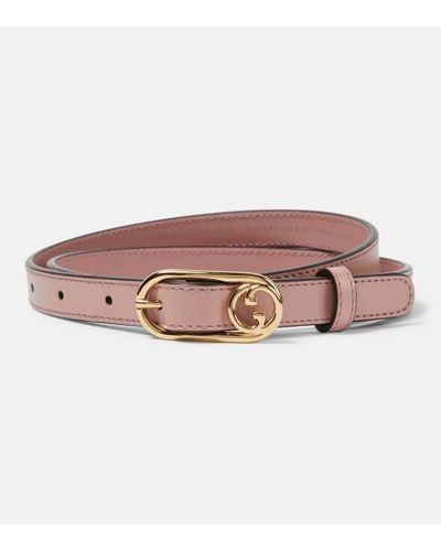 Gucci Cintura Sottile Con Incrocio GG Tondo - Rosa
