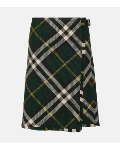 Burberry Jupe Check en laine - Vert