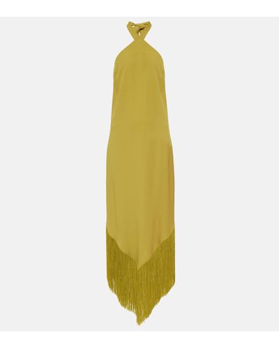 ‎Taller Marmo Nina Fringed Crepe Cady Midi Dress - Yellow