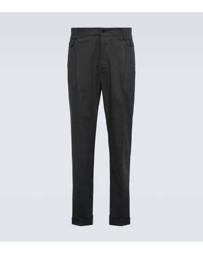 Dolce & Gabbana Mid-rise Straight Cotton Pants - Gray