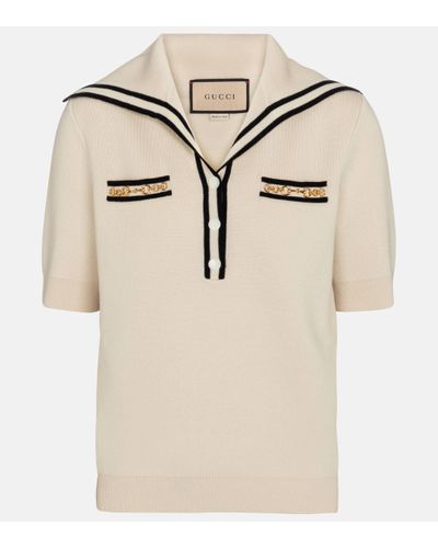 Gucci Embellished Wool Top - Natural