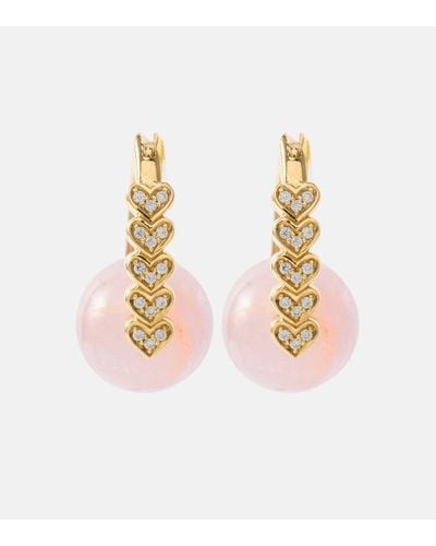 Sydney Evan Boucles d'oreilles Heart en or 14 ct, morganites et diamants - Rose