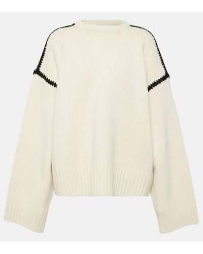 Totême Embroidered Wool And Cashmere Jumper - Natural