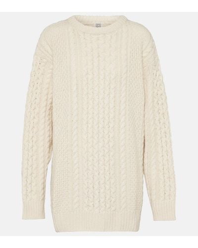 Totême Oversized Cable-knit Wool Sweater - White