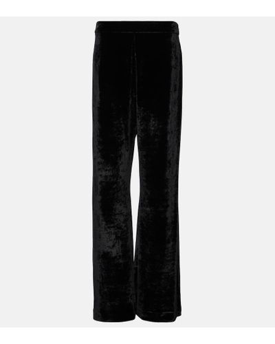 Jil Sander High-rise Velvet Wide-leg Pants - Black