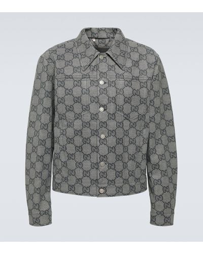 Gucci GG Leather Jacket - Grey