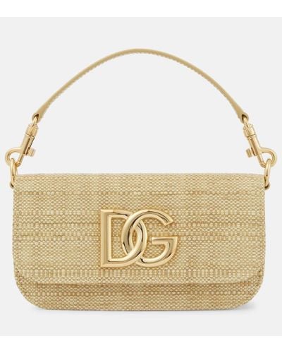 Dolce & Gabbana 3.5 Raffia Shoulder Bag - Metallic