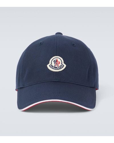 Moncler Logo Cotton Baseball Cap - Blue