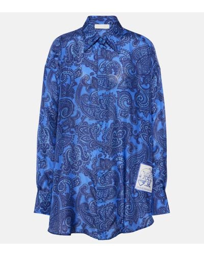 Zimmermann Ottie Paisley Silk Habotai Shirt - Blue