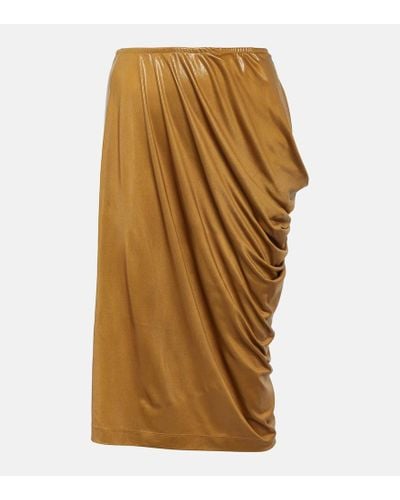 Dries Van Noten Draped Jersey Midi Skirt - Metallic