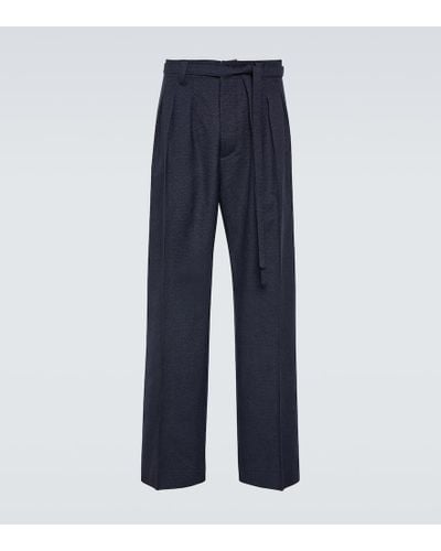 Visvim Hakama Wool, Linen, And Silk Straight Pants - Blue