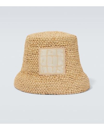 Jacquemus Ficiu Embroidered Raffia Bucket Hat - Natural