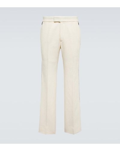 Gucci Embroidered Straight Tweed Pants - Natural