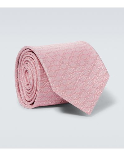 Gucci GG Jacquard Silk Tie - Pink