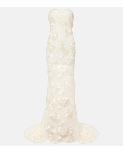 ROTATE BIRGER CHRISTENSEN Bridal Alberty Floral-applique Mesh Gown - White
