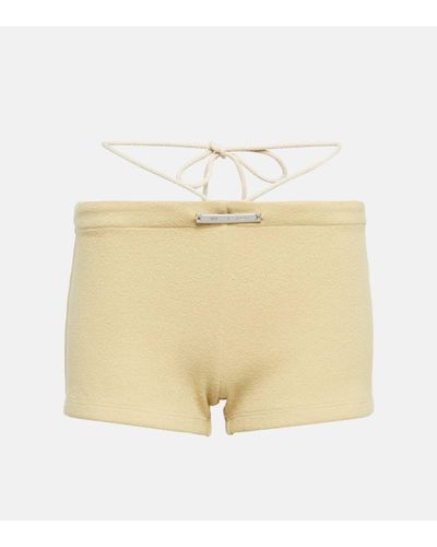 DIDU Tie-detail Fleece Shorts - Natural
