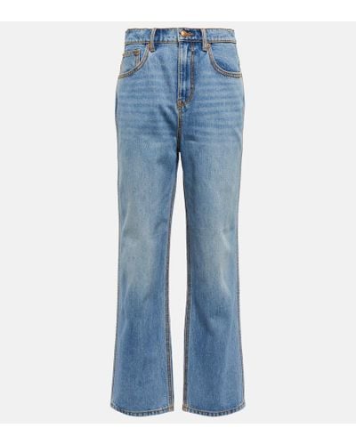 Tory Burch High-Rise Straight-Leg Jeans - Blau