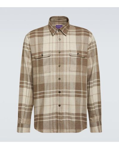 Ralph Lauren Purple Label Checked Wool And Cashmere-blend Shirt - Brown