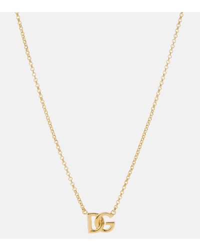 Dolce & Gabbana Dg Logo Embellished Necklace - Metallic
