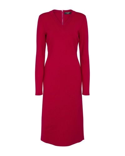Dolce & Gabbana Robe midi en laine melangee - Rouge