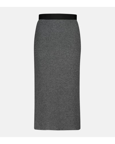 Moncler Wool And Cashmere Midi Skirt - Grey