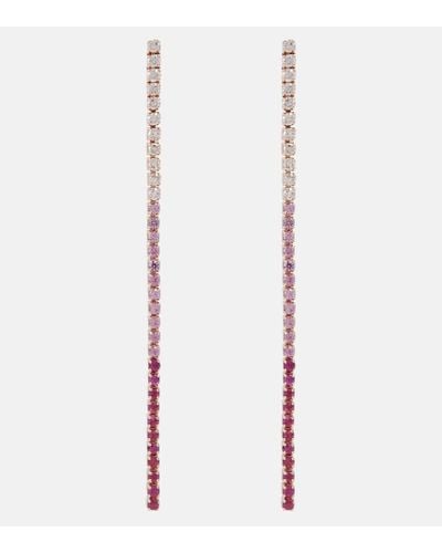 SHAY Orecchini Single Thread Drop in oro rosa 18kt con diamanti - Bianco