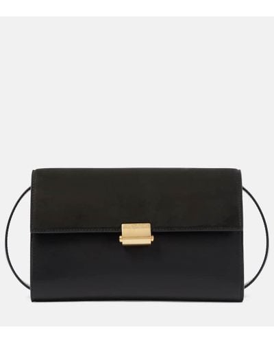 The Row Laurie Suede And Leather Crossbody Bag - Black