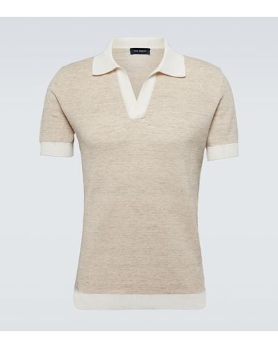 Thom Sweeney Knitted Cotton And Linen Polo Shirt - Natural