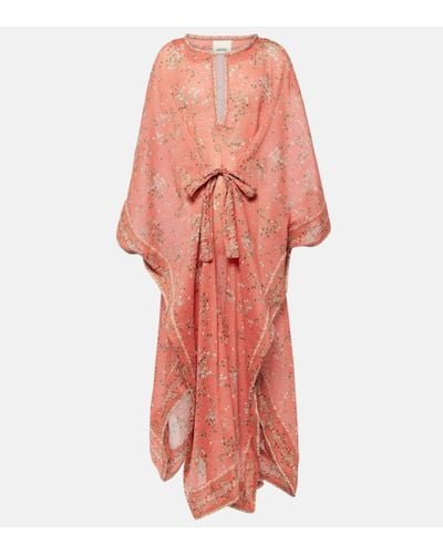 Isabel Marant Robe longue Amira en coton et soie - Rose