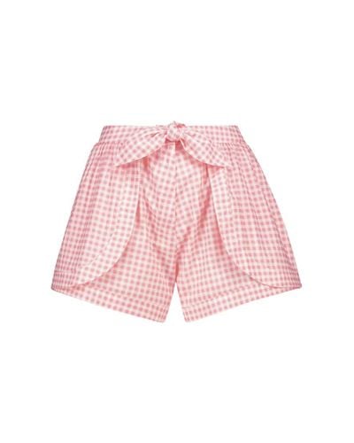 Alexandra Miro Natalia Gingham Cotton Shorts - Pink