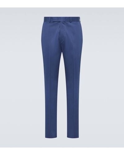Zegna Cotton Blend Suit Trousers - Blue